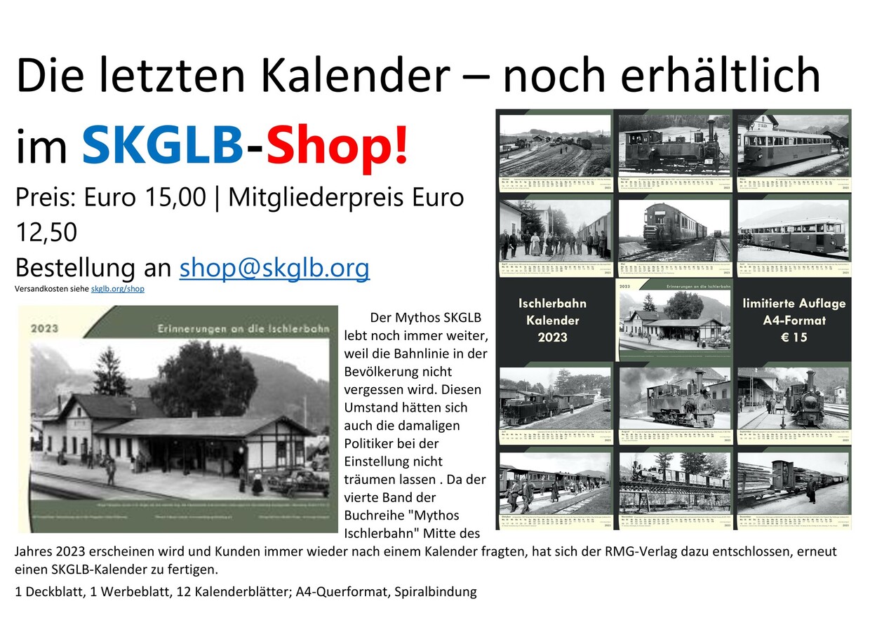 Vorschau: Shop - Club SKGLB - Ischlerbahn Kalender 2023