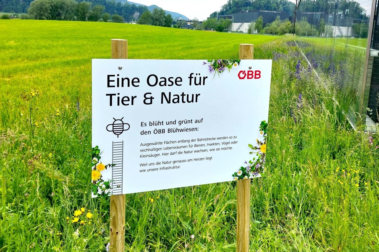 Schild: Eine Oase für Tier & Natur